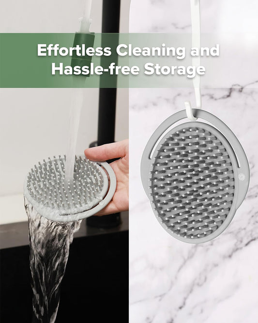 Haakaa Silicone Bath Brush-Hypoallergenic & Super Soft Bristles-Slate Grey