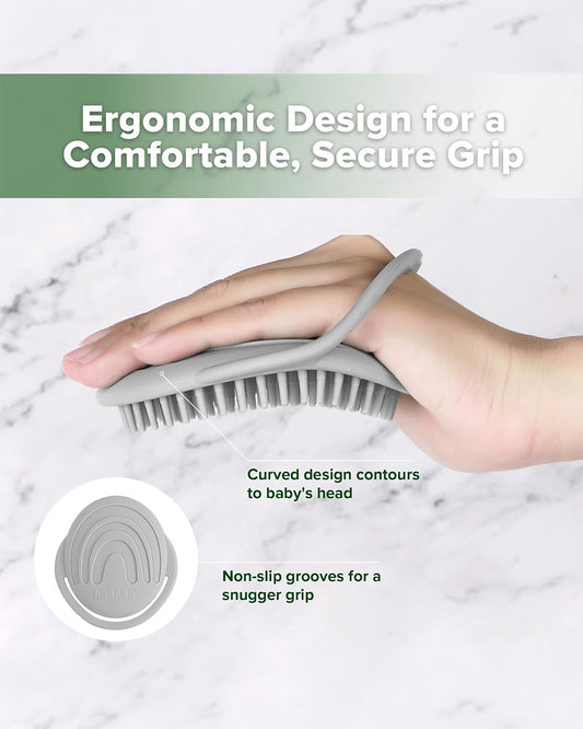 Haakaa Silicone Bath Brush-Hypoallergenic & Super Soft Bristles-Slate Grey