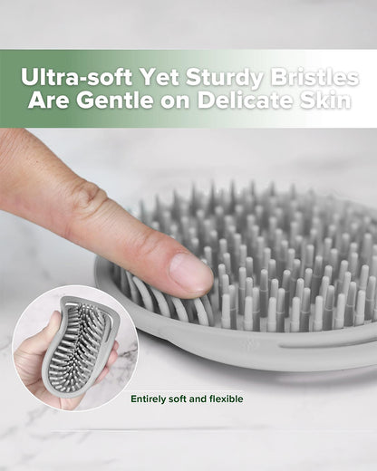 Haakaa Silicone Bath Brush-Hypoallergenic & Super Soft Bristles-Slate Grey
