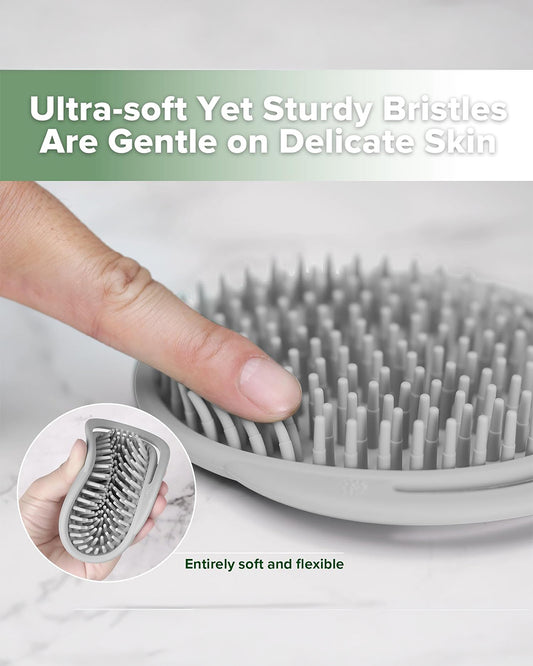 Haakaa Silicone Bath Brush-Hypoallergenic & Super Soft Bristles-Slate Grey