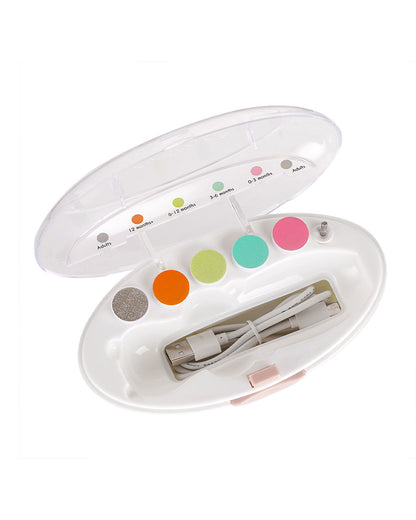 Haakaa Happii Bear Rechargeable Nail Trimmer Set-With 5 Replacement Pads & Soft LED Light-Polar White