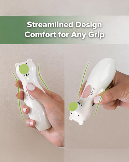 Haakaa Happii Bear Rechargeable Nail Trimmer Set-With 5 Replacement Pads & Soft LED Light-Polar White