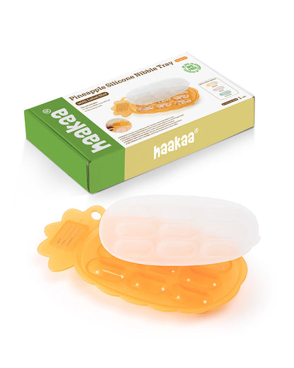 Haakaa Pineapple Silicone Nibble Tray-Baby Food Feeder-Multi-Functional Snack Tray & Steamer Tray-Soft Silicone Design-4M+