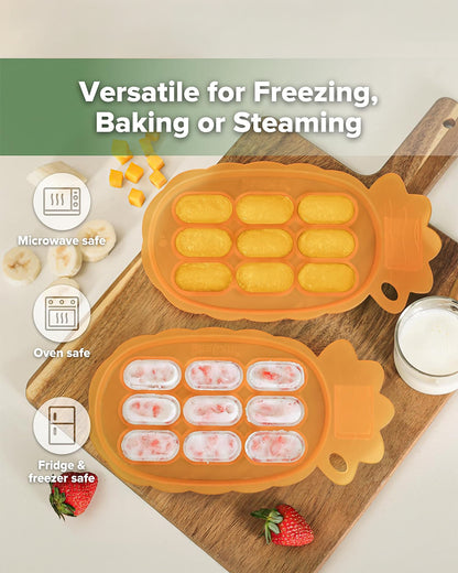 Haakaa Pineapple Silicone Nibble Tray-Baby Food Feeder-Multi-Functional Snack Tray & Steamer Tray-Soft Silicone Design-4M+
