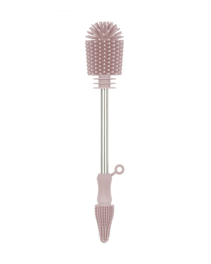 Haakaa Double Ended Silicone Bottle & Nipple Cleaning Brush-Easy-grip & Non-slip Handles-BPA & PVC Free-Blush