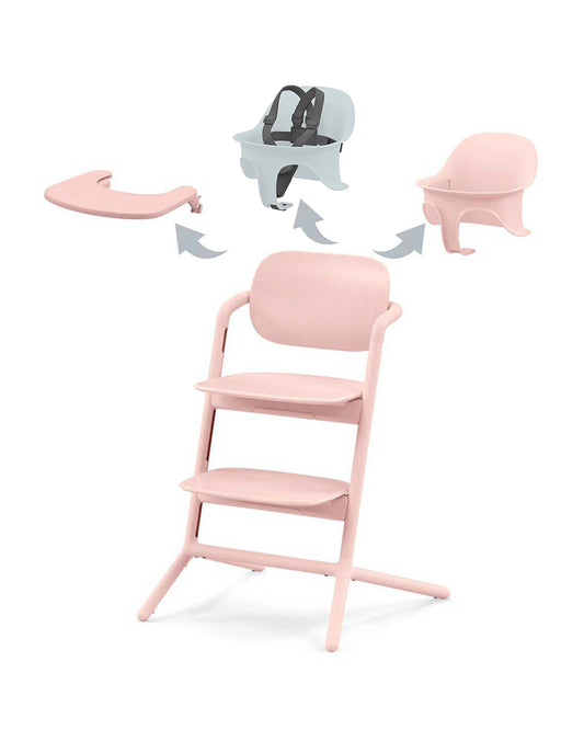 Cybex Lemo 3 in 1 High Chair-With Harness, Baby Set & Tray-2 Years Warranty-For 6M to 99Y (Upto 120 Kg)-Pearl Pink