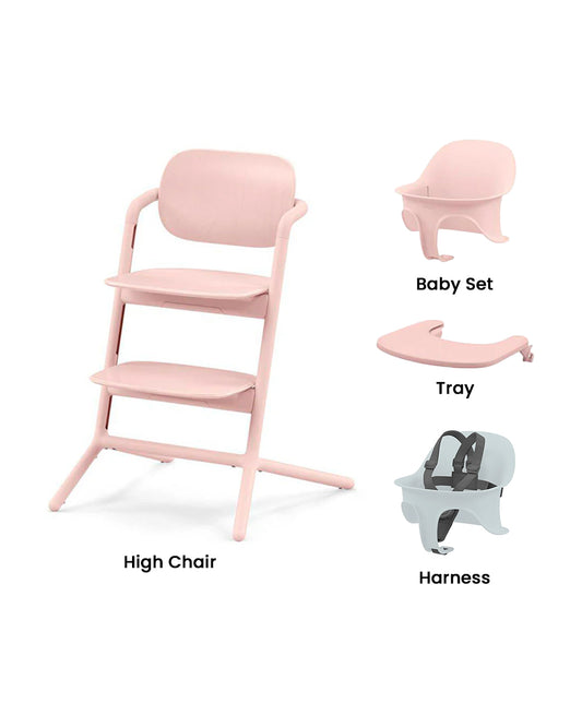 Cybex Lemo 3 in 1 High Chair-With Harness, Baby Set & Tray-2 Years Warranty-For 6M to 99Y (Upto 120 Kg)-Pearl Pink