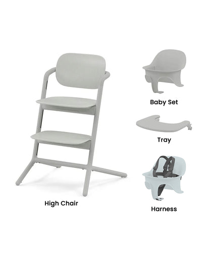 Cybex Lemo 3 in 1 High Chair-With Harness, Baby Set & Tray-2 Years Warranty-For 6M to 99Y (Upto 120 Kg)-Suede Grey