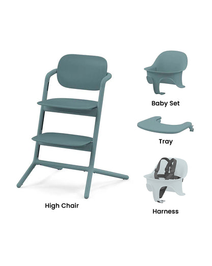 Cybex Lemo 3 in 1 High Chair-With Harness, Baby Set & Tray-2 Years Warranty-For 6M to 99Y (Upto 120 Kg)-Stone Blue