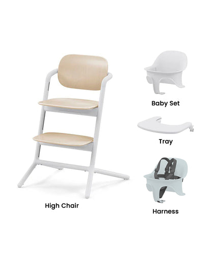 Cybex Lemo 3 in 1 High Chair-With Harness, Baby Set & Tray-2 Years Warranty-For 6M to 99Y (Upto 120 Kg)-Sand White