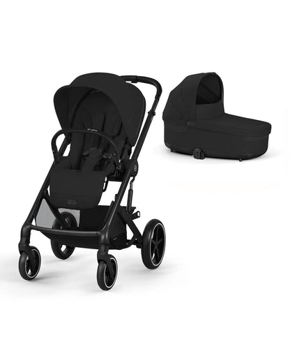 Cybex Balios S Lux Stroller & Cot S Lux Carry Cot Travel System-Black Frame & Moon Black