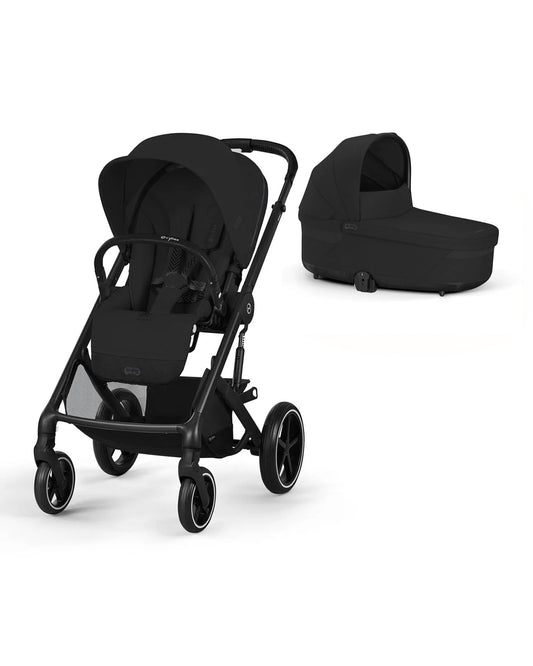 Cybex Balios S Lux Stroller & Cot S Lux Carry Cot Travel System-Black Frame & Moon Black