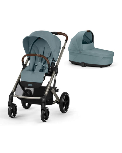 Cybex Balios S Lux Stroller & Cot S Lux Carry Cot Travel System-Taupe Frame & Stormy Blue
