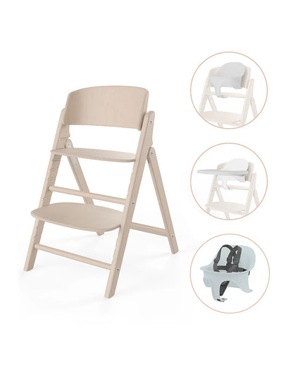 Cybex Click & Fold 3 in 1 High Chair-With Harness, Baby Set & Tray-2 Years Warranty-For 6M to 99Y (Upto 120 Kg)-All Natural Light