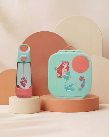 b.box School Essentials Kit-Mini Lunch Box(1000ml)-Tritan Straw Sipper(650ml)-The Little Mermaid-3Y+
