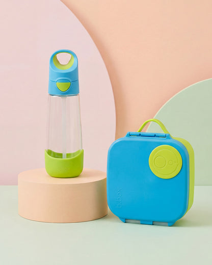 b.box School Essentials Kit-Mini Lunch Box(1000ml)-Tritan Straw Sipper(450ml)-Ocean Breeze-3Y+