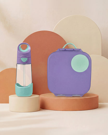 b.box School Essentials Kit-Mini Lunch Box(1000ml)-Tritan Straw Sipper(450ml)-Lilac Pop-3Y+