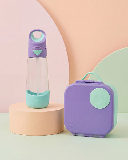 b.box School Essentials Kit-Mini Lunch Box(1000ml)-Tritan Straw Sipper(450ml)-Lilac Pop-3Y+