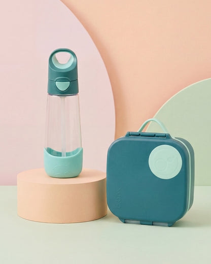b.box School Essentials Kit-Mini Lunch Box(1000ml)-Tritan Straw Sipper(450ml)-Forest Green-3Y+