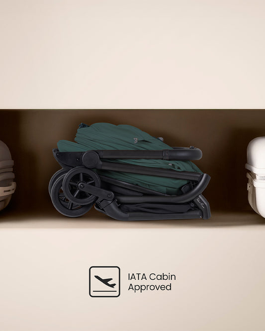 Silver Cross Nia-World's First & Only Cabin Approved Stroller in Both Stroller & Carry Cot Mode-One Hand Fold-Flat Reclining Seat-Travel System Compatible-2 Years Warranty-For 0 to 4Y (Upto 22 kg)-Conifer