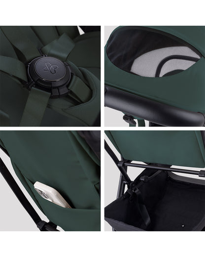 Silver Cross Nia-World's First & Only Cabin Approved Stroller in Both Stroller & Carry Cot Mode-One Hand Fold-Flat Reclining Seat-Travel System Compatible-2 Years Warranty-For 0 to 4Y (Upto 22 kg)-Conifer