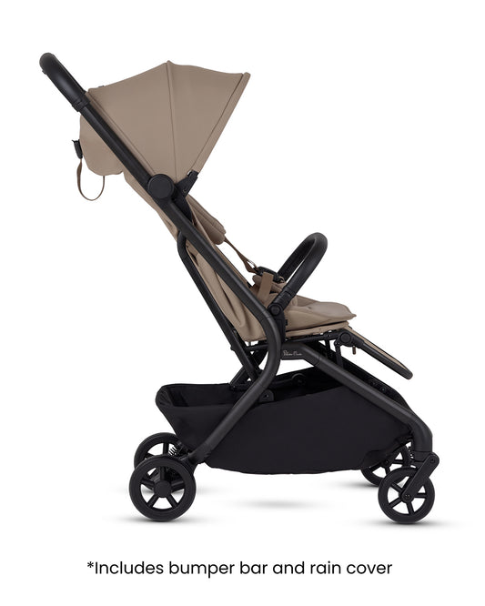 Silver Cross Nia-World's First & Only Cabin Approved Stroller in Both Stroller & Carry Cot Mode-One Hand Fold-Flat Reclining Seat-Travel System Compatible-2 Years Warranty-For 0 to 4Y (Upto 22 kg)-Champagne