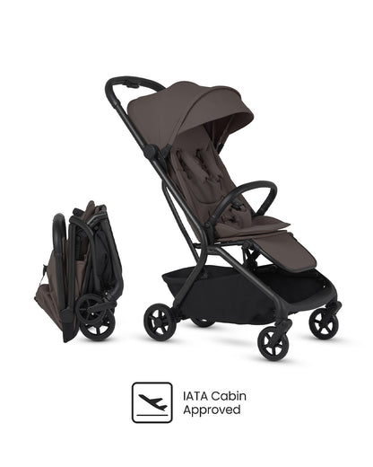 Silver Cross Nia-World's First & Only Cabin Approved Stroller in Both Stroller & Carry Cot Mode-One Hand Fold-Flat Reclining Seat-Travel System Compatible-2 Years Warranty-For 0 to 4Y (Upto 22 kg)-Chocolate