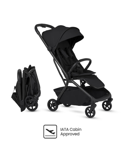 Silver Cross Nia-World's First & Only Cabin Approved Stroller in Both Stroller & Carry Cot Mode-One Hand Fold-Flat Reclining Seat-Travel System Compatible-2 Years Warranty-For 0 to 4Y (Upto 22 kg)-Onyx