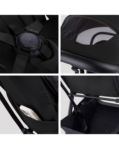 Silver Cross Nia-World's First & Only Cabin Approved Stroller in Both Stroller & Carry Cot Mode-One Hand Fold-Flat Reclining Seat-Travel System Compatible-2 Years Warranty-For 0 to 4Y (Upto 22 kg)-Onyx