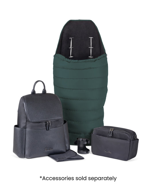 Silver Cross Nia-World's First & Only Cabin Approved Carry Cot (When Attached To Stroller)-Folds With the Stroller-No Adapters Required-Extendable & UPF 50+ Canopy-For 0 to 6M (Upto 9 kg)-Conifer