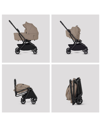 Silver Cross Nia-World's First & Only Cabin Approved Carry Cot (When Attached To Stroller)-Folds With the Stroller-No Adapters Required-Extendable & UPF 50+ Canopy-For 0 to 6M (Upto 9 kg)-Champagne