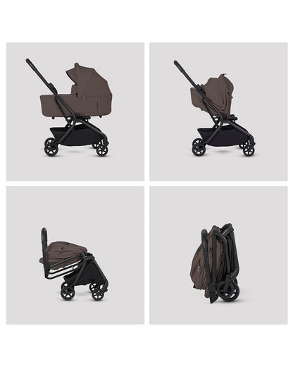 Silver Cross Nia-World's First & Only Cabin Approved Carry Cot (When Attached To Stroller)-Folds With the Stroller-No Adapters Required-Extendable & UPF 50+ Canopy-For 0 to 6M (Upto 9 kg)-Chocolate