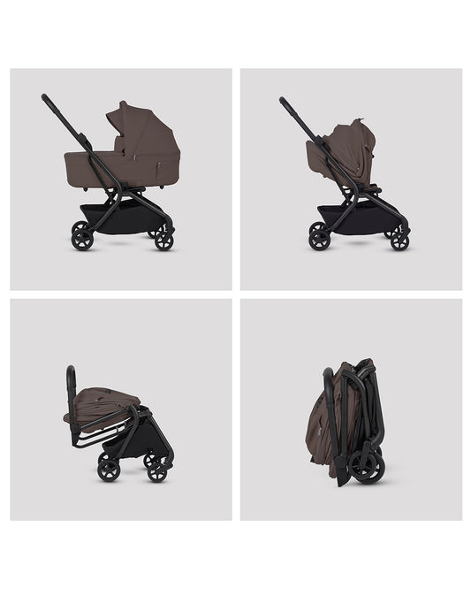 Silver Cross Nia-World's First & Only Cabin Approved Carry Cot (When Attached To Stroller)-Folds With the Stroller-No Adapters Required-Extendable & UPF 50+ Canopy-For 0 to 6M (Upto 9 kg)-Chocolate