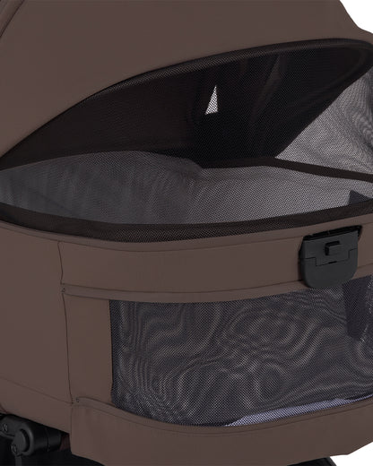 Silver Cross Nia-World's First & Only Cabin Approved Carry Cot (When Attached To Stroller)-Folds With the Stroller-No Adapters Required-Extendable & UPF 50+ Canopy-For 0 to 6M (Upto 9 kg)-Chocolate