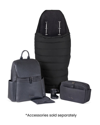 Silver Cross Nia-World's First & Only Cabin Approved Carry Cot (When Attached To Stroller)-Folds With the Stroller-No Adapters Required-Extendable & UPF 50+ Canopy-For 0 to 6M (Upto 9 kg)-Onyx