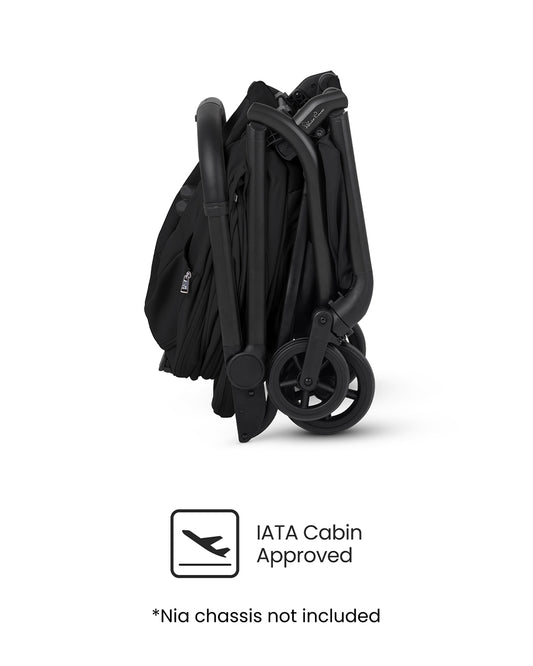 Silver Cross Nia-World's First & Only Cabin Approved Carry Cot (When Attached To Stroller)-Folds With the Stroller-No Adapters Required-Extendable & UPF 50+ Canopy-For 0 to 6M (Upto 9 kg)-Onyx