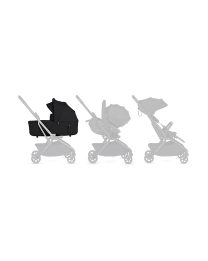 Silver Cross Nia-World's First & Only Cabin Approved Carry Cot (When Attached To Stroller)-Folds With the Stroller-No Adapters Required-Extendable & UPF 50+ Canopy-For 0 to 6M (Upto 9 kg)-Onyx
