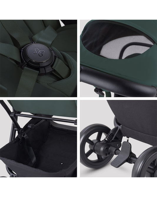 Silver Cross Nia-World's First & Only Cabin Approved Stroller & Carry Cot Travel System-Conifer