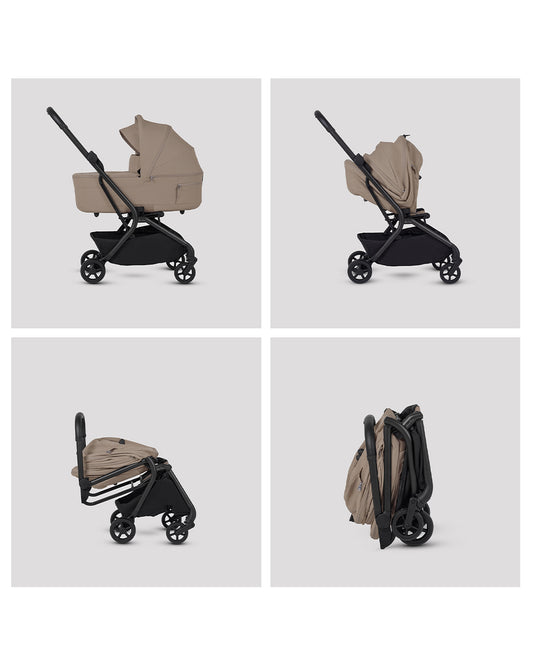 Silver Cross Nia-World's First & Only Cabin Approved Stroller & Carry Cot Travel System-Champagne