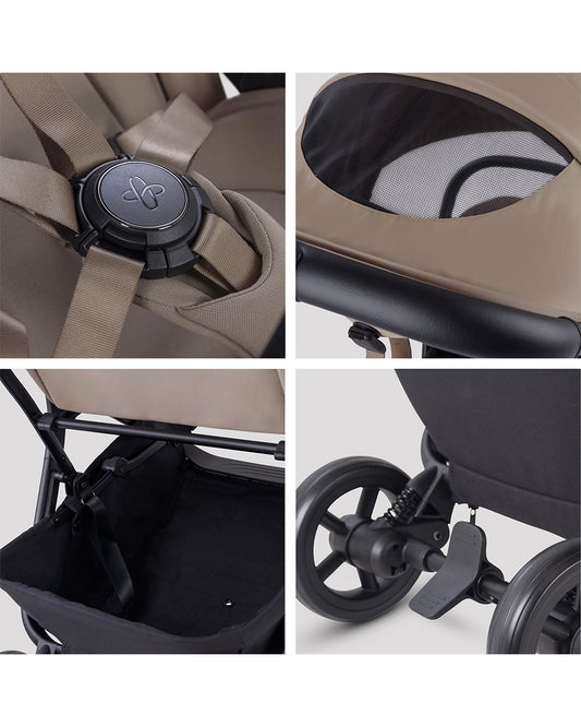 Silver Cross Nia-World's First & Only Cabin Approved Stroller & Carry Cot Travel System-Champagne