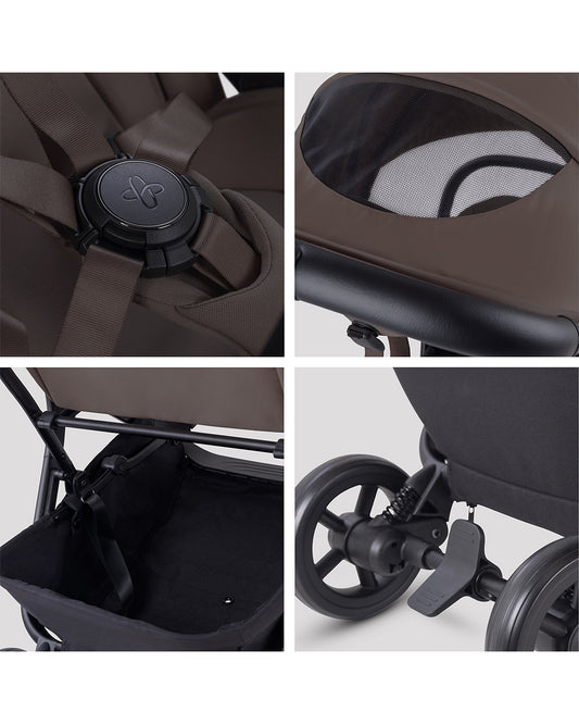 Silver Cross Nia-World's First & Only Cabin Approved Stroller & Carry Cot Travel System-Chocolate