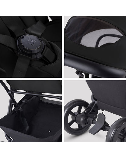 Silver Cross Nia-World's First & Only Cabin Approved Stroller & Carry Cot Travel System-Onyx
