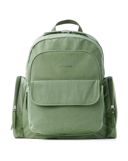 Skip Hop Luna Diaper Bag-Backpack-With Changing Pad-Wipes Pocket & Stroller Straps-Sage