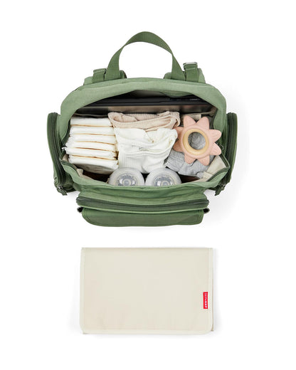 Skip Hop Luna Diaper Bag-Backpack-With Changing Pad-Wipes Pocket & Stroller Straps-Sage