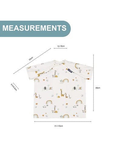 Bibado Short Sleeve Coverall Weaning Bib-Stain & Waterproof with Adjustable Straps-Serengeti Spaghetti-For Infants