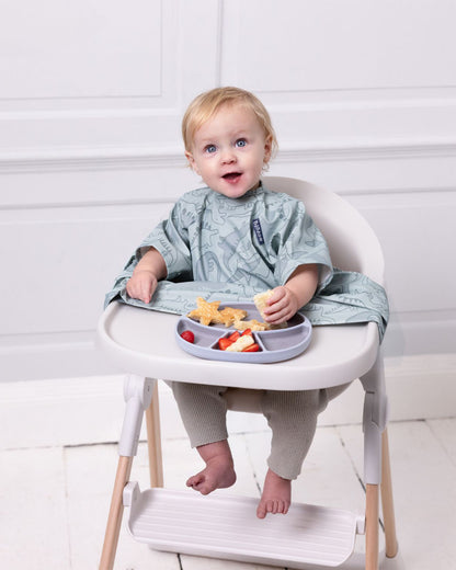 Bibado Short Sleeve Coverall Weaning Bib-Stain & Waterproof with Adjustable Straps-Dino Roar-For Infants