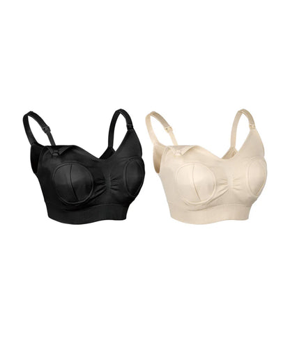 Haakaa Hands-Free Pumping & Nursing Bra-Soft and wireless-Front Clasps-Full Coverage-Black