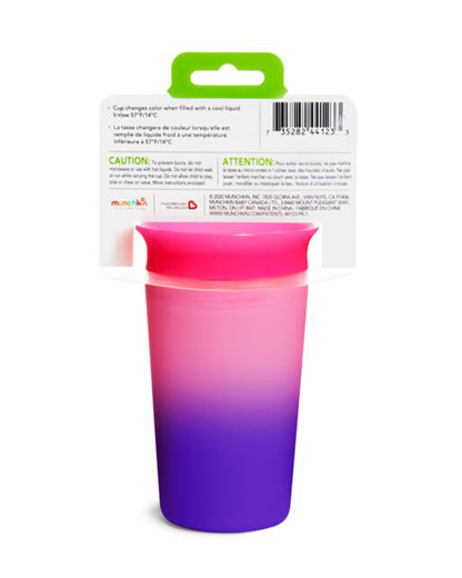 Munchkin Miracle 360 Degree Color Changing Cup-Pink & Purple-Auto Flow Stop-For Infants