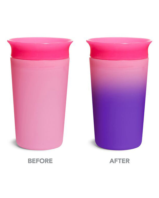 Munchkin Miracle 360 Degree Color Changing Cup-Pink & Purple-Auto Flow Stop-For Infants