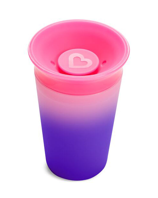 Munchkin Miracle 360 Degree Color Changing Cup-Pink & Purple-Auto Flow Stop-For Infants